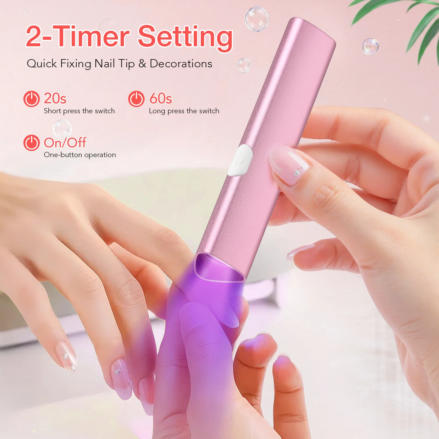 Mini lampe à ongles LED portable avec 360 °   Support rotatif magnétique – Sèche-poles gel portable rechargeable pour la maison et le salon