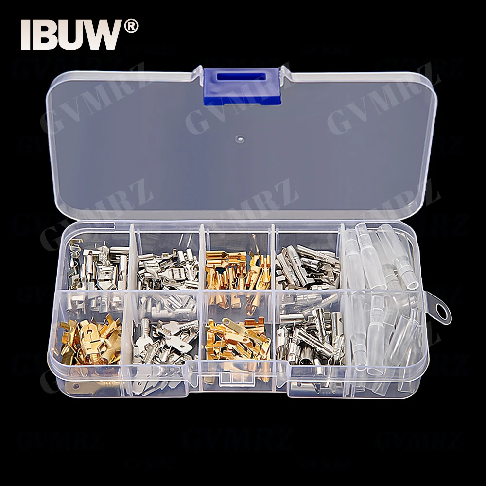 150PCS Cold Press Terminal Kit box 6.3mm 4.8mm 2.8mm  Connectors & 4MM Male Fmale Terminals Silver Gold