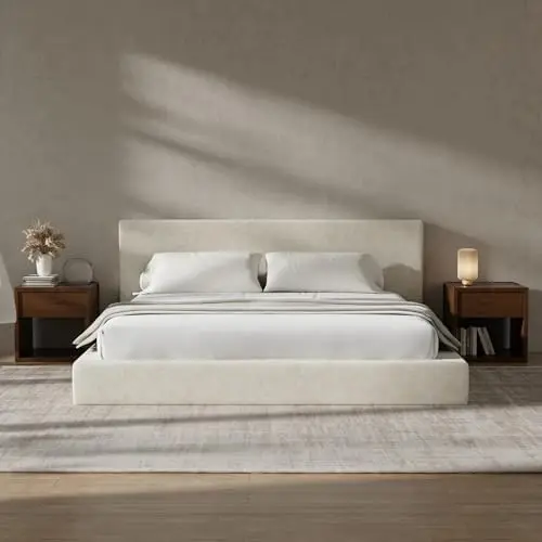 AirFrame King Size Upholstered Bed Frame with Plush Padded Headboard | Plush Padded Headboard, 360° Soft Foam Surround
