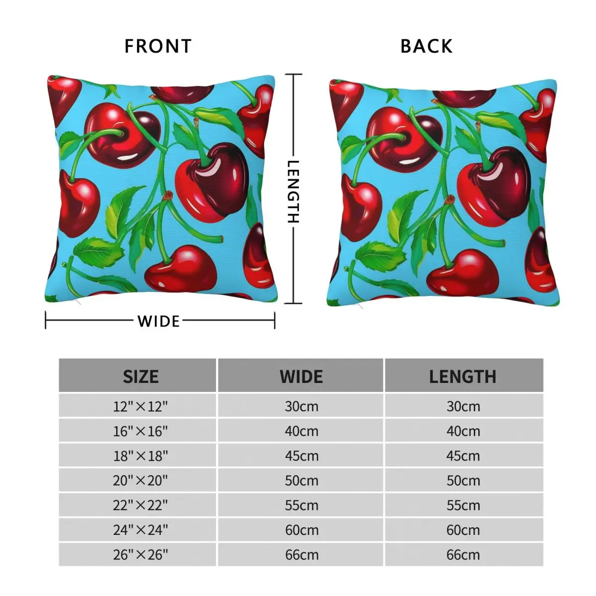 Red Cherry Fruit Pillowcase Polyester Linen Velvet Creative Zip Decor Throw Pillow Case Bed Cushion Cover 45x45