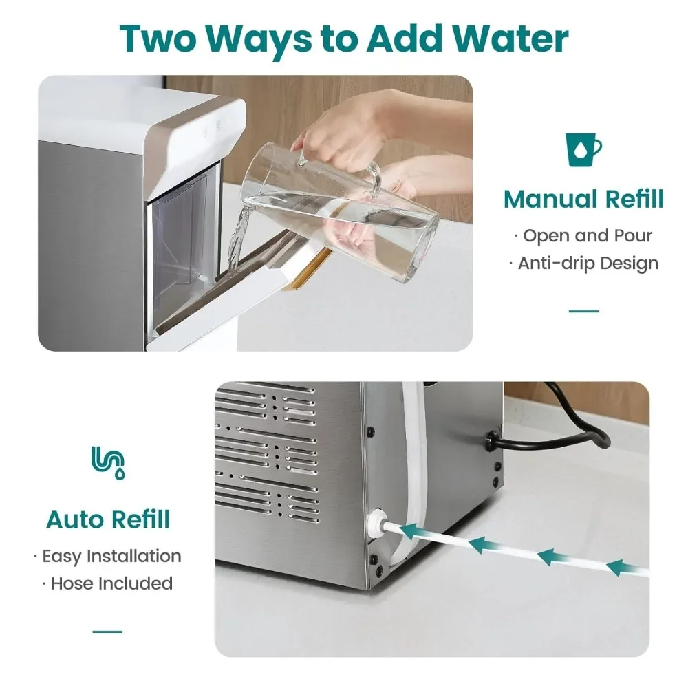 Xmsj haushalts v 2,0 counter top nugget eismaschine selbst reinigende pellet eismaschine | Wasser nachfüllen öffnen und gießen