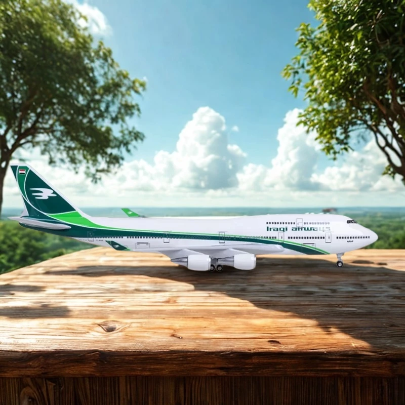 Iraqi Airlines 47CM 1:150 Scale B747 Model Aircraft LED Light Die-casting Machine Collected decor Gift By Aviation Enthusia