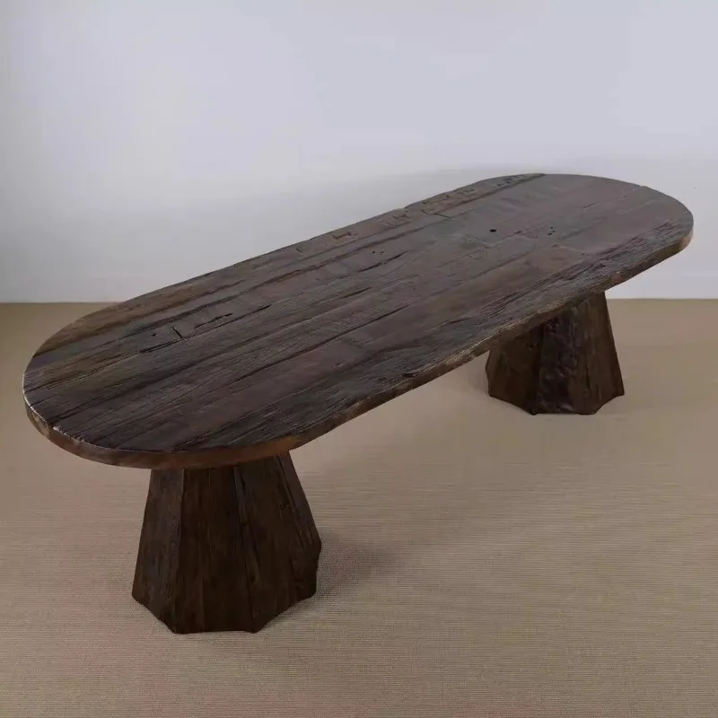 Wabi Sand Wind Legs Long Table · Product Solid Wood Long Table Ancient Wood Weathered Dining Table