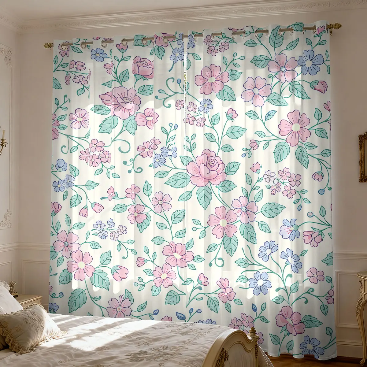 

2 шт. 90 г. Матовые тканевые шторы с цветочным принтом, разные размеры, для гостиной и спальни, теплоизоляционные, декоративные