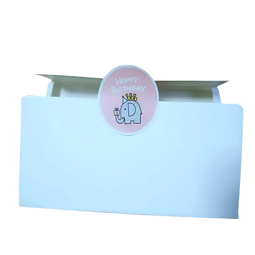 160pcs/pack Round elephant Happy Birthday Sealing Sticker Cake Packaging Sealing Label Kraft Sticker Baking DIY Gift Stickers