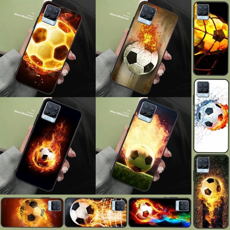 Fire Football Soccer Ball Case For Realme 10 11 Pro Plus C55 C35 C33 C31 C30 C25s C21Y C15 C11 GT Neo 5 3 2T 3T Cover