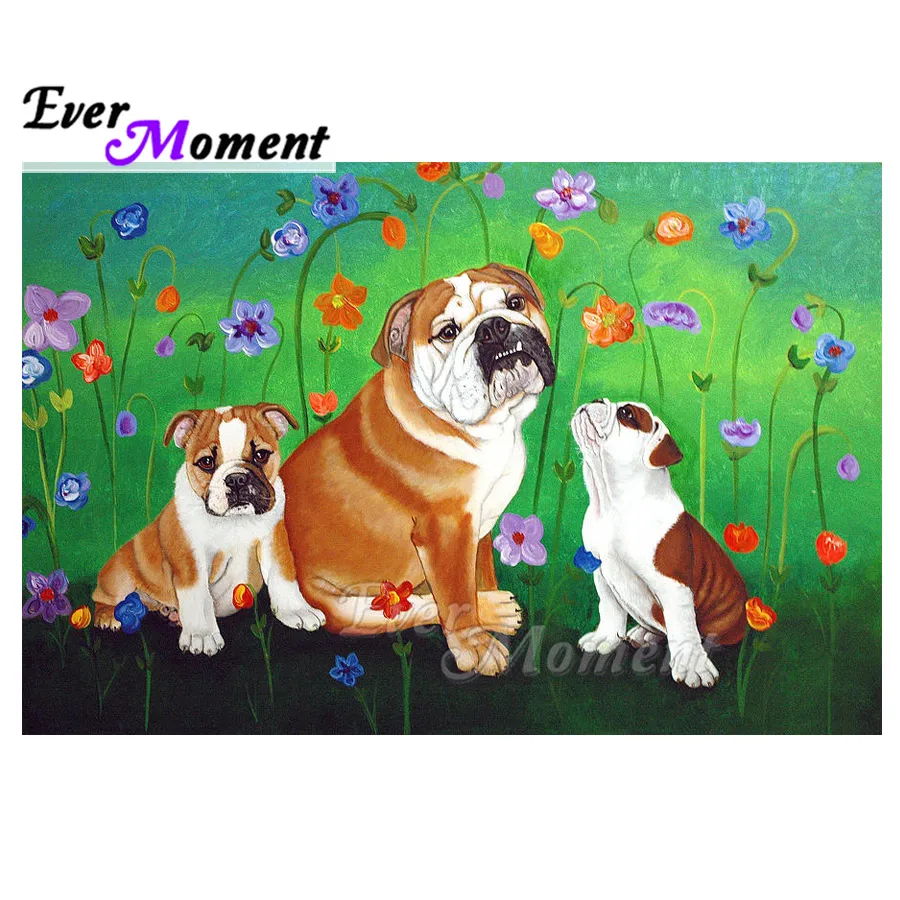 

Dogs Flower Picture Of Rhinestone Diamond Embroidery Ever Moment Diamond Painting 5D DIY Full Square Drill Decoration ASF1956