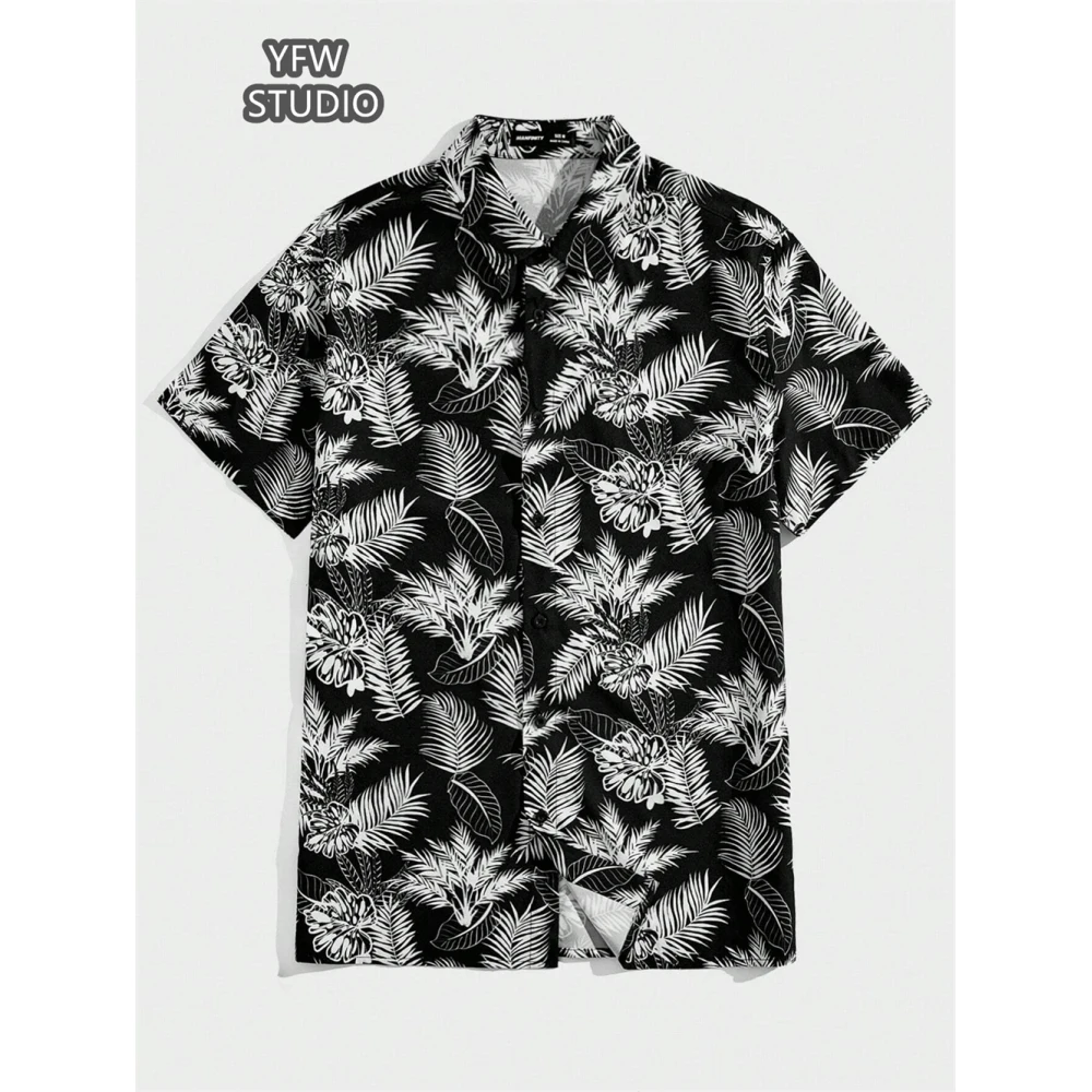 Hawaiian Minimalist Floral Print Lapel Shirt Shirts for Men's Shirts Outdoor Daily Korean Reviews for Many Men's Clothes