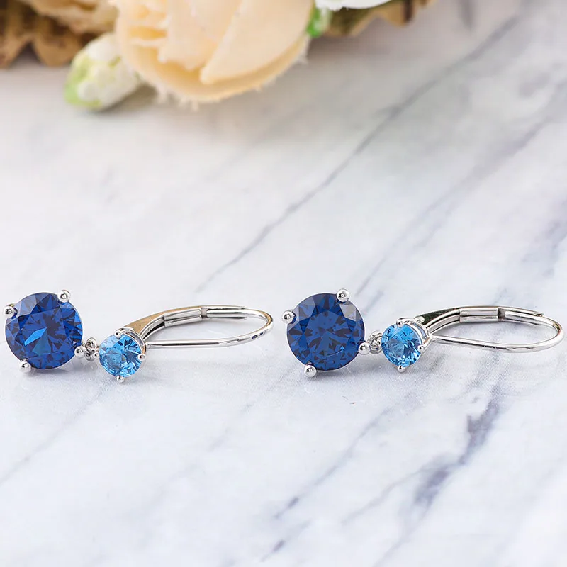 

Provence Jewelry 14k White Gold Gemstone Sapphire Earring With Round Cut For Daily Wear And Women's Birthday Anniversary Gift