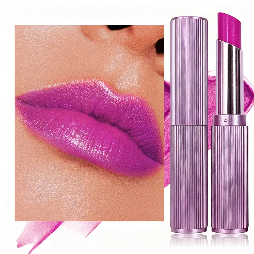 JUJU DREAM Retro Rose Shimmer Lipstick Metallic Glitter Pink Purple Long Lasting Lip Tint