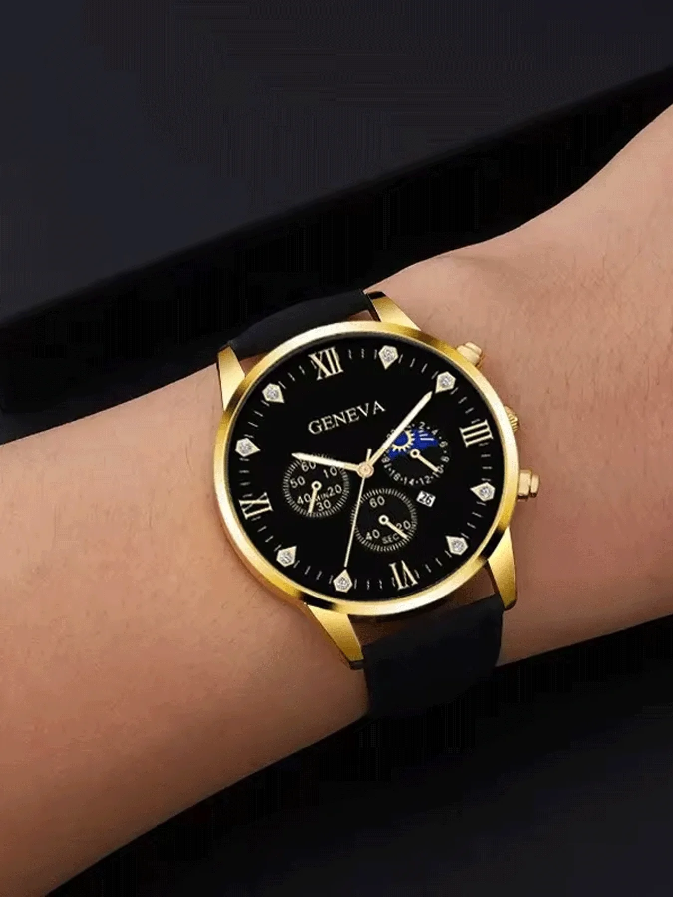 ชุดนาฬิกาข้อมือผู้ชายสองชิ้น สายสแตนเลส และนาฬิกาควอตซ์ผู้ชาย