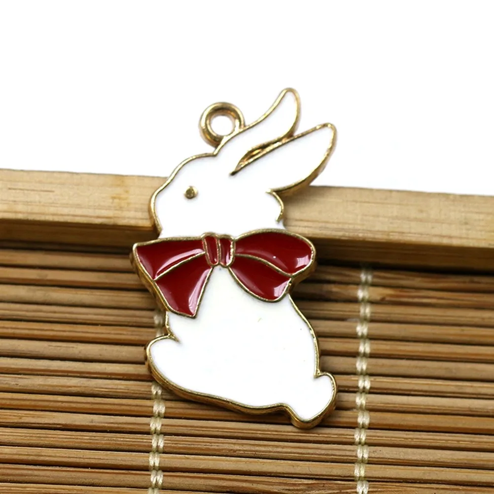 

10Pcs Alloy Bow Tie Rabbit Pendant Charms for DIY Jewelry Making Necklace Bracelet Earrings Keychain Anklet Sweater Chain
