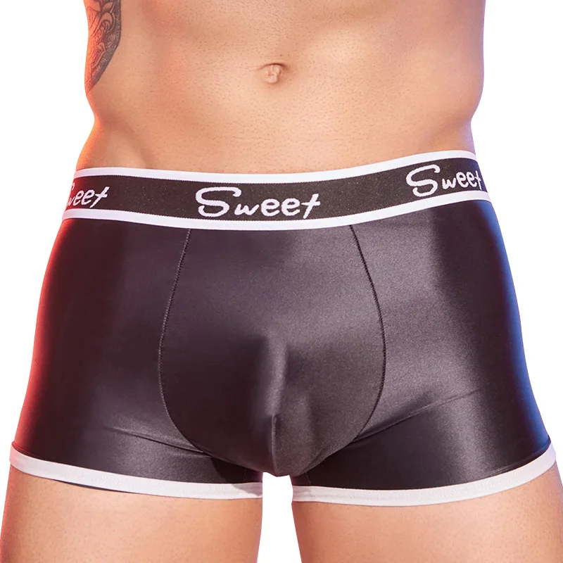 

Мужские боксеры, масляное блестящее шелковистое дышащее нижнее белье, U-образная выпуклая сумка, нижнее белье, трусы, бесшовные трусики, высокоэластичные тонкие трусы