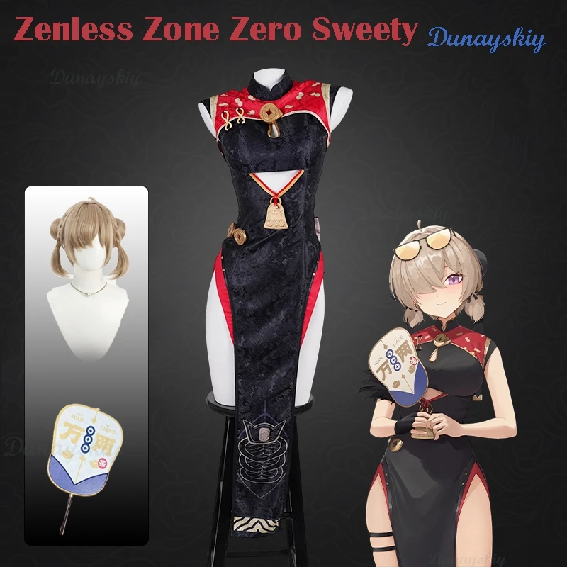 Zenless Zone Zero Sweety Cosplay vestido peluca disfraz peluca NPC Dulce juego chica Qipao ropa mujer ZZZ Halloween fiesta evento traje