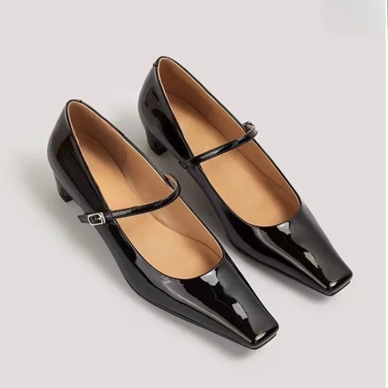 Women's Pumps 2024 Autumn New Square Toe Women Shoes Comfortable Low Heel Mary Jane Shoes Casual Fashion Female Leather Shoes image 3