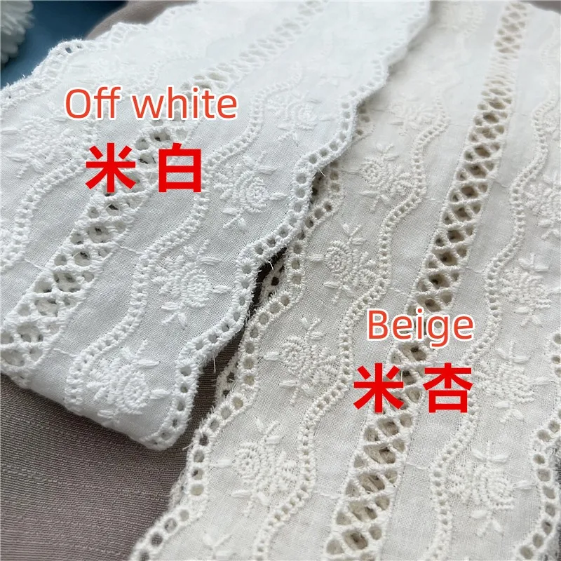3Yard/Lot Beige Apricot Welle Rand Stickerei Baumwolle Spitze Trim 7,5 CM Breite DIY Kleidung Rock Hause Textil weichen Stoff Dekoration – Detail 1
