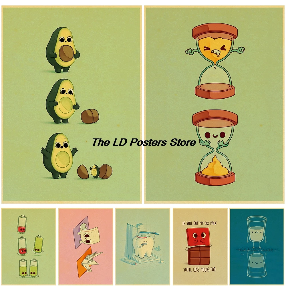 

Interesting Things Posters Kraft Paper Wall Nostalgia Skateboard Cafe Community Canvas Skateboard Bedroom Wall Painting