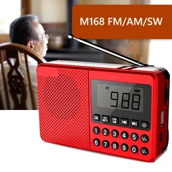 Mini Portable Radio FM/AM/SW Radio MP3 Player Dual Antenna Handheld Full Band Radio LED Display 2.1 Channel Support USB /TF Card