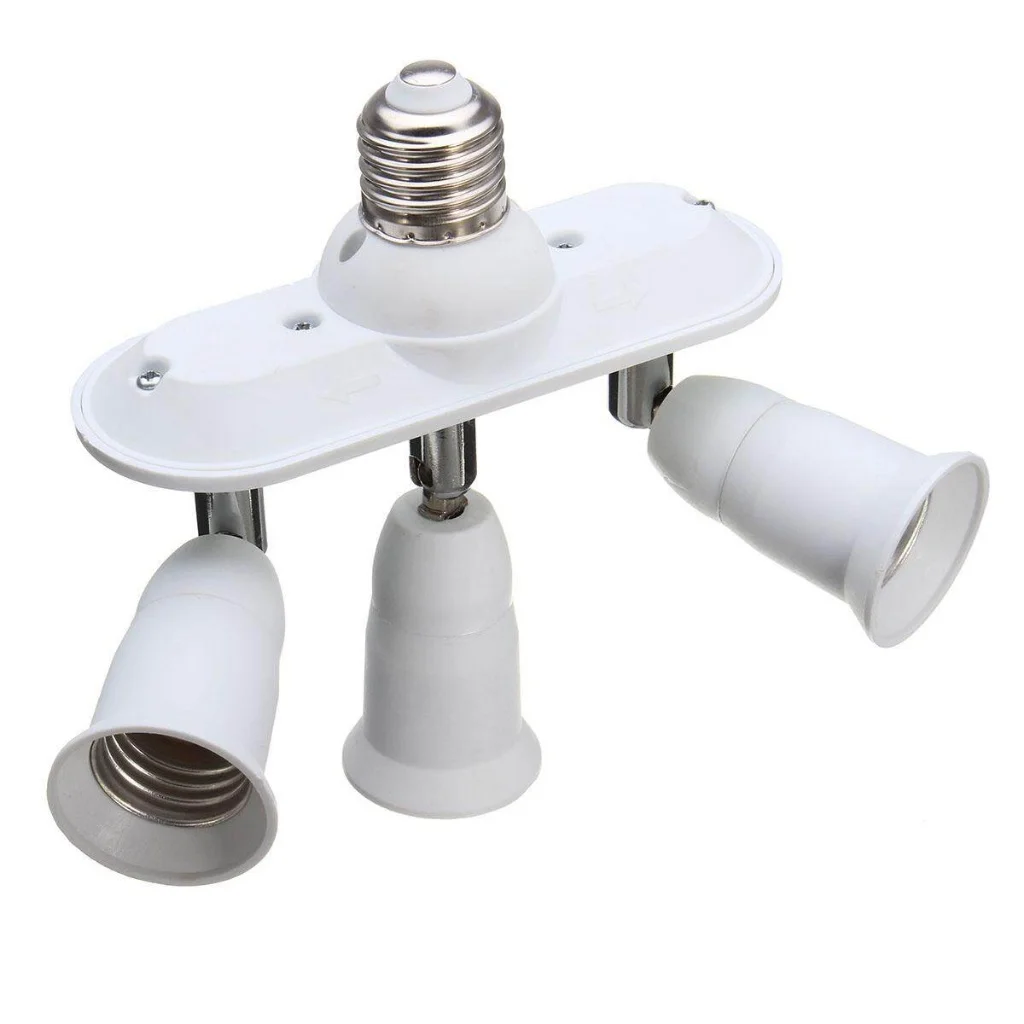 (3 in 1) E27 E26 Light Bulb Socket Splitter Adapter LED Lamp Holder Adjustable Light Bulb Socket