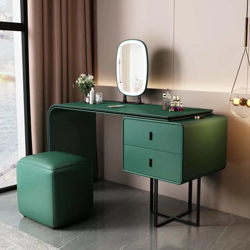 

Modern Light Luxury Style Wooden Makeup Dressers Table with Glass Mirror and Storage Drawer for Bedroom Furniture