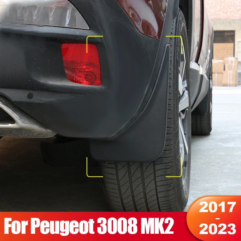 For Peugeot 3008 GT 2017 2018 2019 2020 2021 2022 2023 3008GT MK2 Hybrid Car Mud Flaps Mudguards Splash Guard Fender Accessories