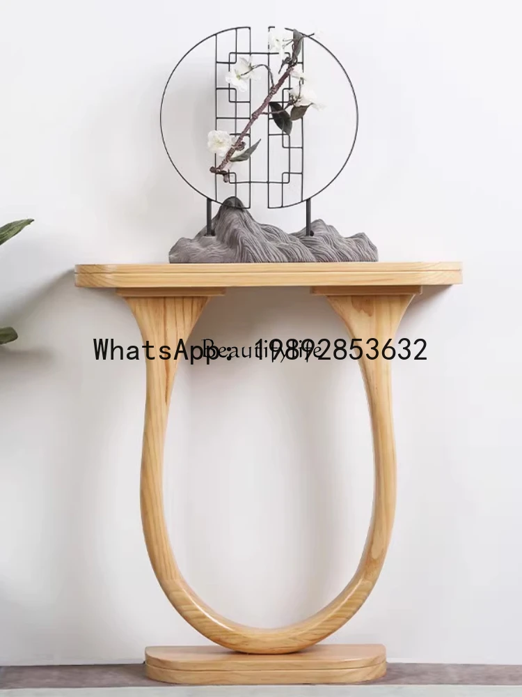 QQ -*Entrance table Super narrow strip case Solid wood log against the wall Simple long strip New Chinese style end view table