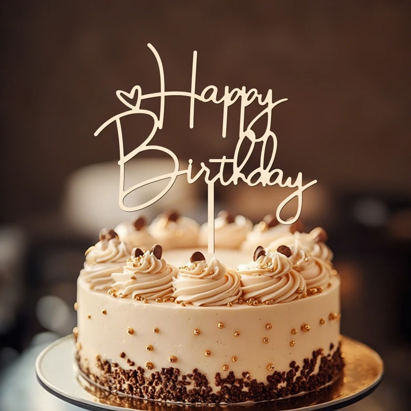 YOMDID Tortenaufsatz „Happy Birthday“, Geburtstagskuchendekoration mit Schriftzug und Herzakzenten, fröhliche Tortenaufsätze für Geburtstage – Detail 9