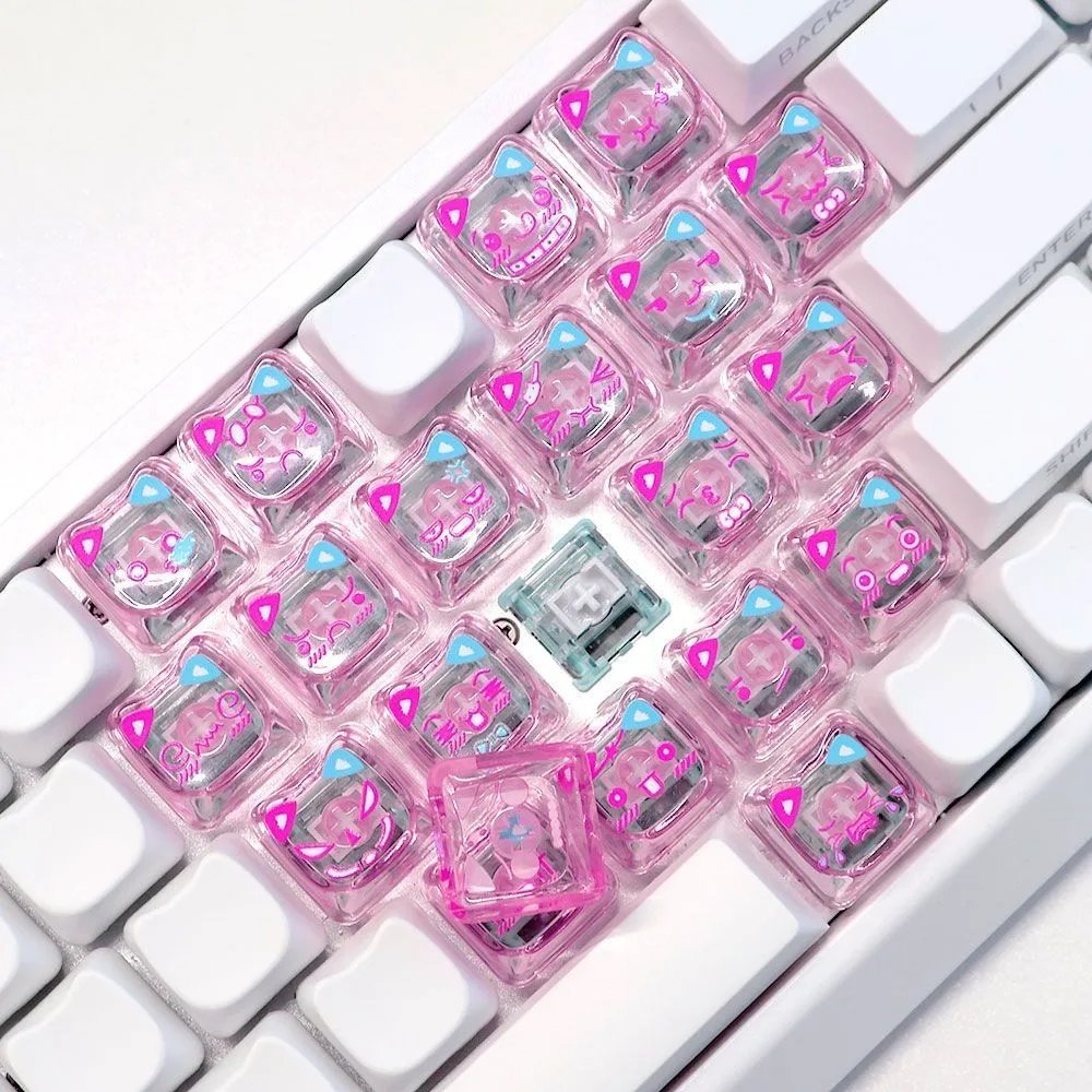 

New Cute Cat Pattern & Heart Mao Keycaps Highly PC Customized DIY Material Keycaps Compatible with Magnetic Axis Keyboard