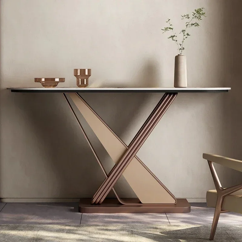 A Modern Simple Light Luxury Entrance Table Ultra-narrow Foyer Entry Stainless Steel Entrance Table