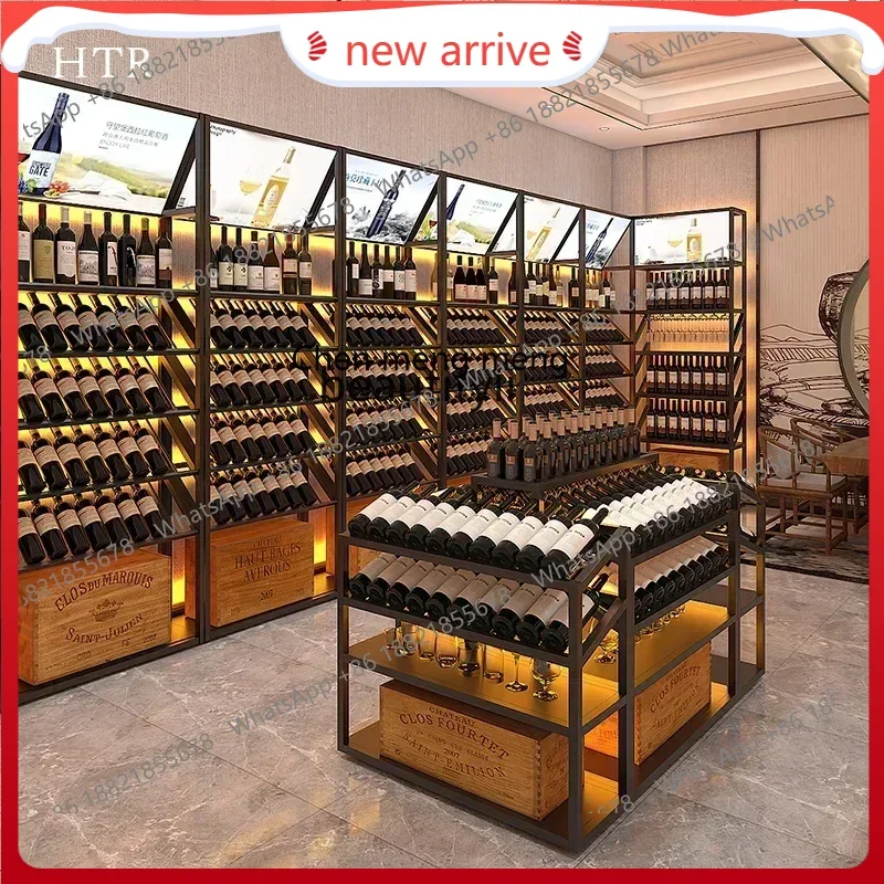 

SS new styleWinery red wine, display shopping mall supermarket floor, wrought iron, combination wine cabinet ss 7486 ss 7486