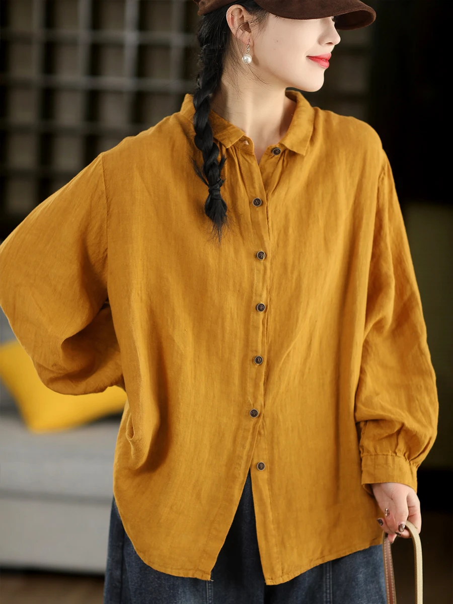 

Элегантная льняная рубашка-жакет в стиле ретро, свободного кроя, с длинным рукавом, повседневная, с эффектом потертости, весенняя, художественная, женская.