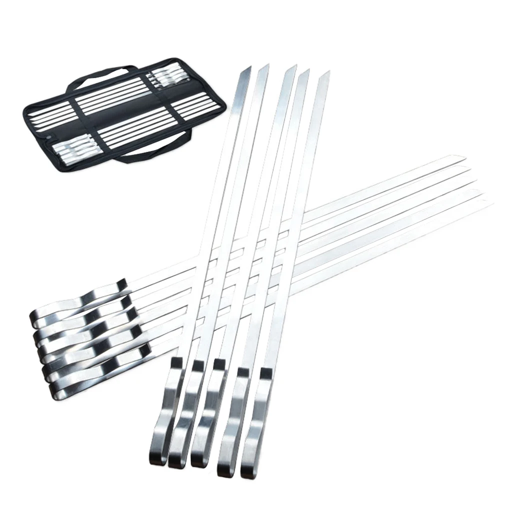 Stainless Steel 10pcs Barbecue Skewers BBQ Skewers Set Accessory Reusable