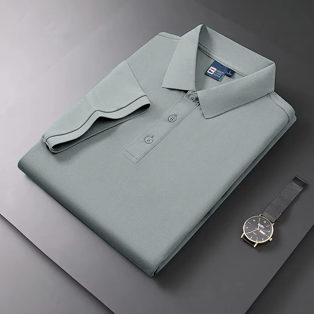 Chemise d'affaires décontractée pour hommes, chemise de sport décontractée à la mode, T-shirt d'été à manches courtes et col Polo pour jeunes et beaux