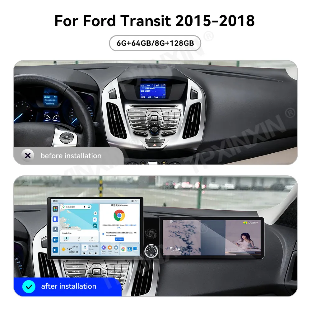 For Ford Transit 2015-2018 Android Car Radio Multimedia Video Player Wireless Carplay Autoradio Stereo GPS Navigation Head Unit