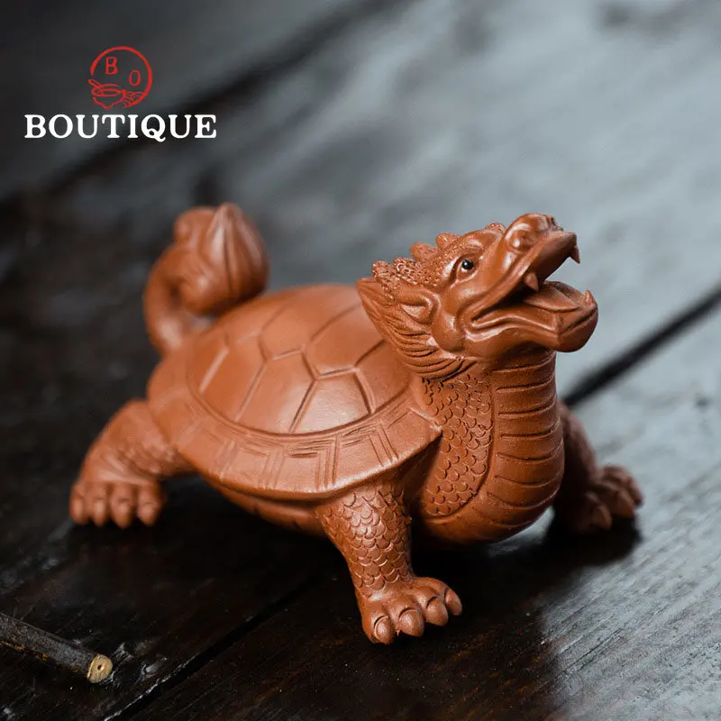 Yixing Purple Clay Tea Pet Dragon Turtle Tea Toy Handmade Sculpture Crafts Can Improve Tea Tray Tea Ceremony Accessories Gifts