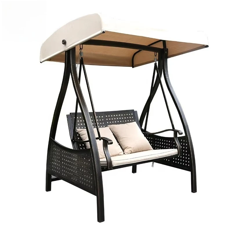 Factory Direct 2026 Modern Leisure Aluminum Patio Swing Chair with Canopy Two-Seater Garden Rocking Chair Outdoor Furniture for