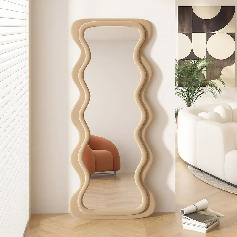 Internet celebrity wave mirror ins wind home girls bedroom special-shaped clothing store floor try-on mirror