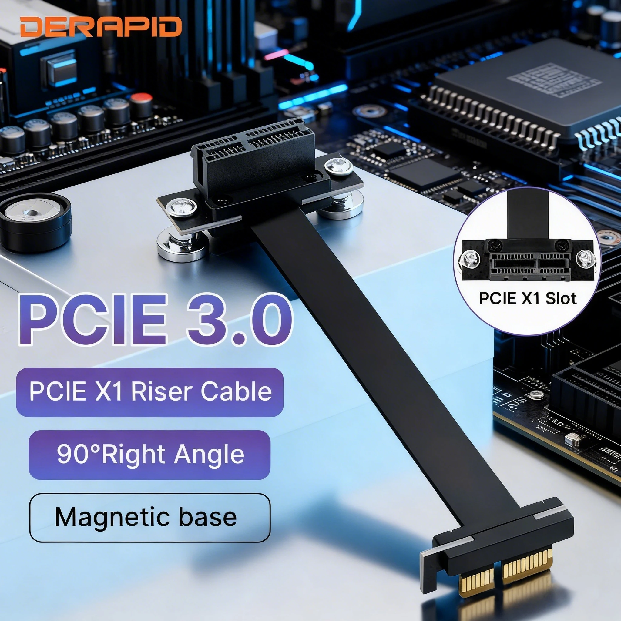 PCIE X1 90 Degree Riser Cable Right Angle 8Gbps PCIe 3.0 X1 to X1 Extension Cable PCI Express 1x Riser Card Extender For PCIE X1