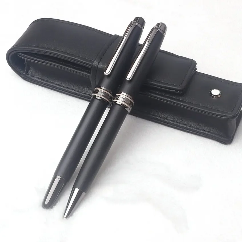 Luxury Ultra Black Monte MB Ballpoint Rollerball Pen Fountain Inlaid Number Business Gift Box Set Office Stationery 163