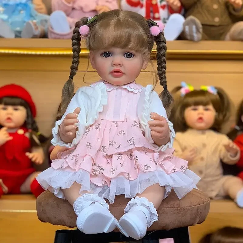 NPK 55CM Reborn Lifelike Toddler Girl Doll Betty 3D painting Full Body Silicone Waterproof Bathy Toy Hand-Detailed Paint