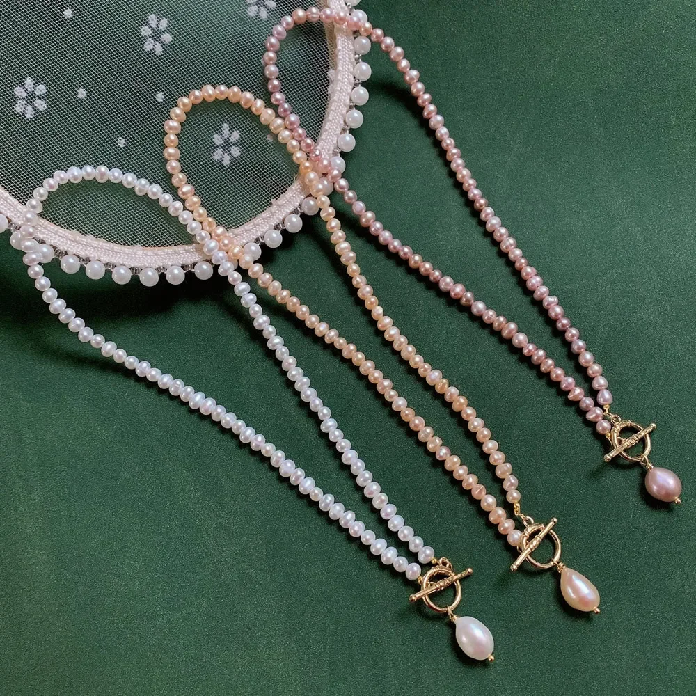 Colgante de perlas barrocas para mujer, Collar de perlas naturales reales de agua dulce, joyería de boda, Collar de gargantilla de perlas pequeñas con cierre de palanca OT