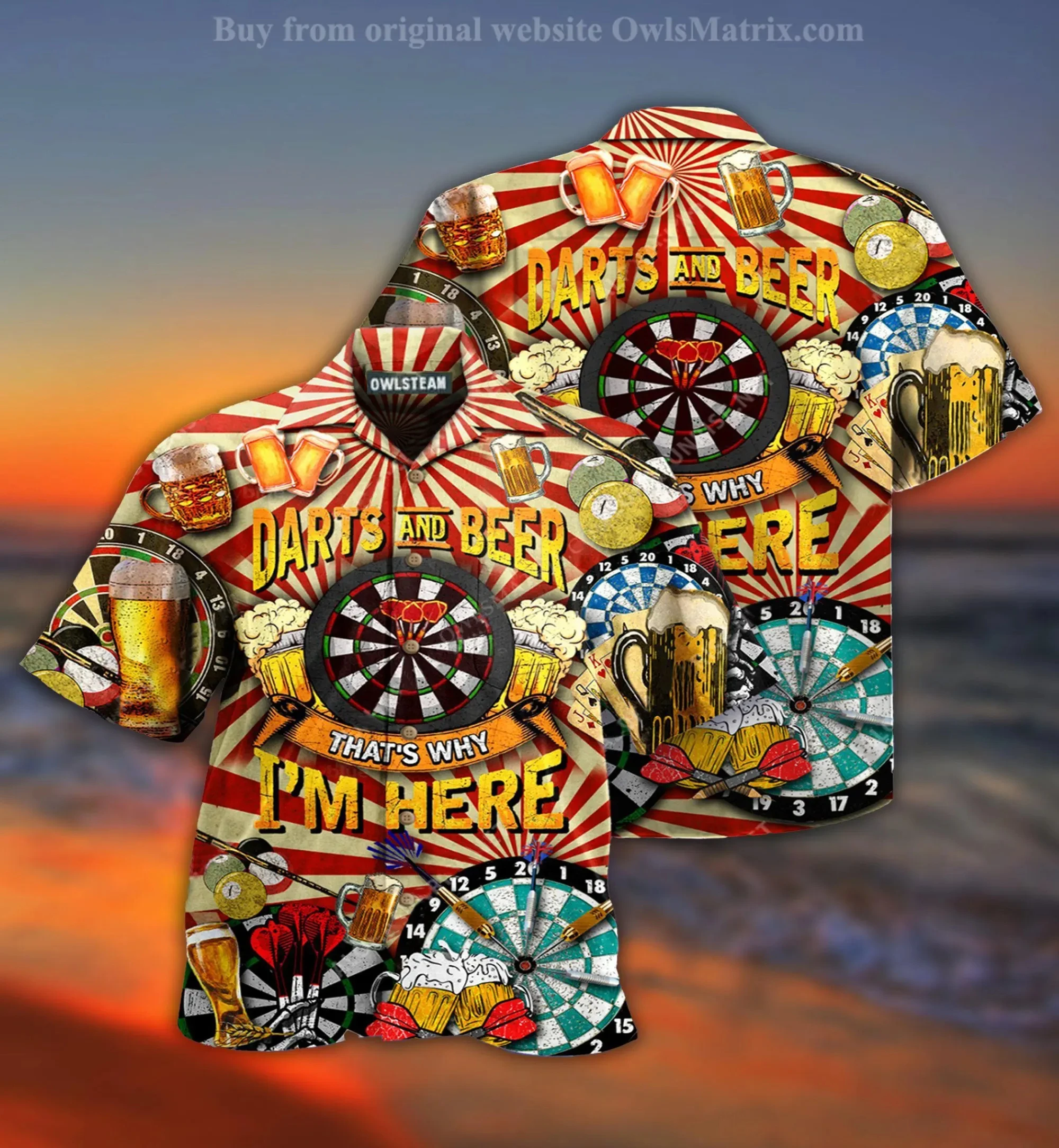 Hawaii Men's Shirt 3D Dart Club Print Short Sleeve Cuban Shirt Vacation Party Wear Vintage Streetwear Casual Clothing