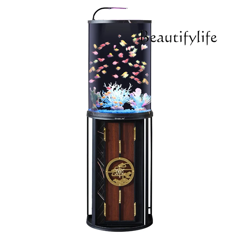

Fish tank living room water-free vertical fish tank small bottom filter floor all-in-one machine automatic model
