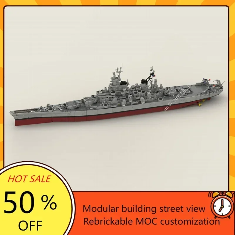 8020PCS MOC USS Missouri BB-63 The Lowa-class Battleships Custom Puzzle Maritime Cruisers Model Assembly Small Particle Bricks