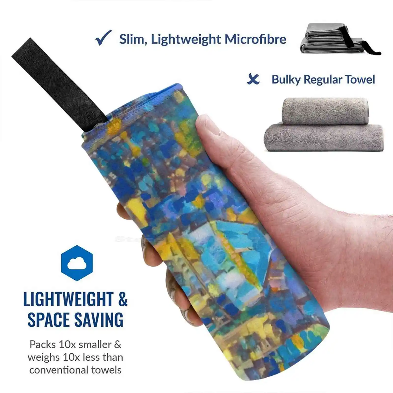 New York City Mosaic Sky Soft Washcloths Face Towel New York City Mosaic Artist Rd Riccoboni Contemporary Blue Gold Yellow