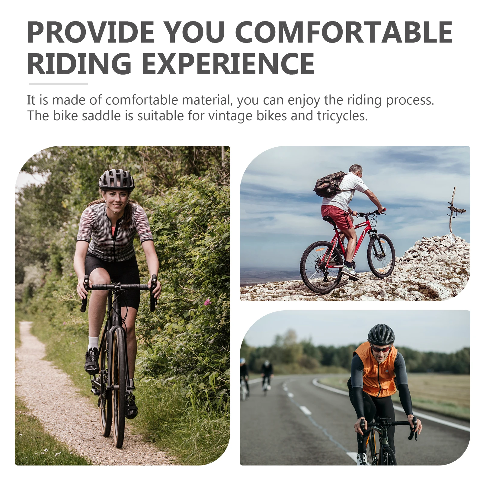 

Vintage Bike Saddle Sprung Retro Seat Cushion Excellent Shockproof Riding Seat Cushion for Vintage Tricycle Black