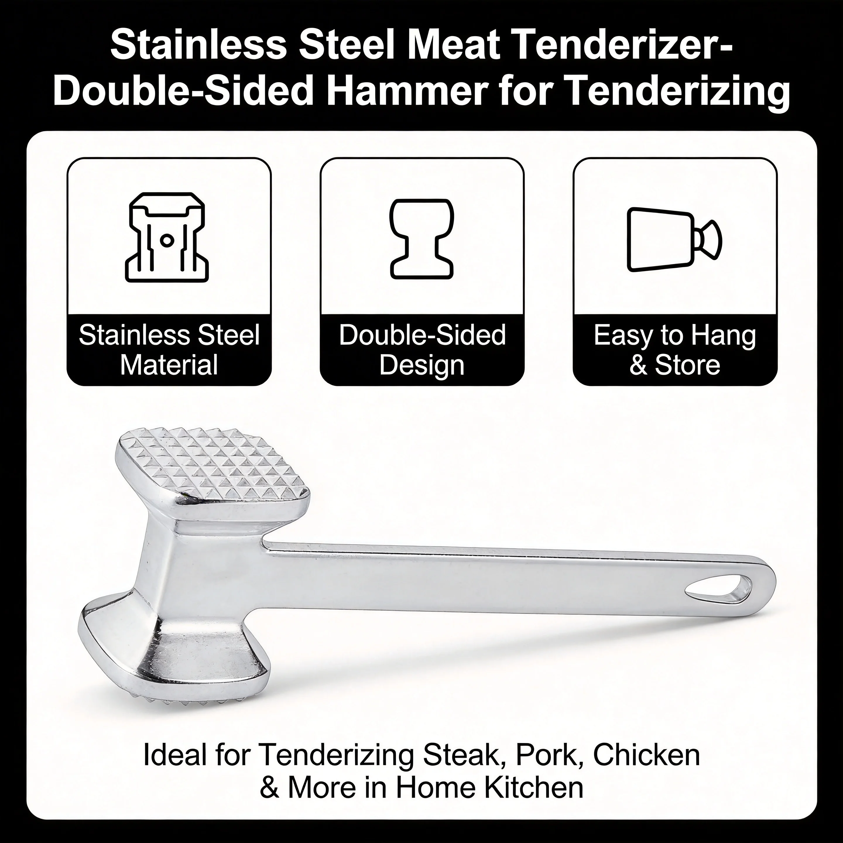 Martillo de Cocina de Aluminio Premium - Martillo Ergonómico para Pollo y Ablandador de Filetes para Golpear, Aplanar y Perfeccionar tus Cortes