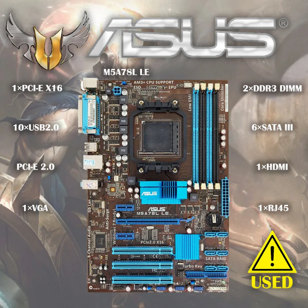 

Asus M5A78L LE Original Desktop Motherboard AMD 760G Socket AM3+ DDR3 32G SATA2 USB2.0 ATX