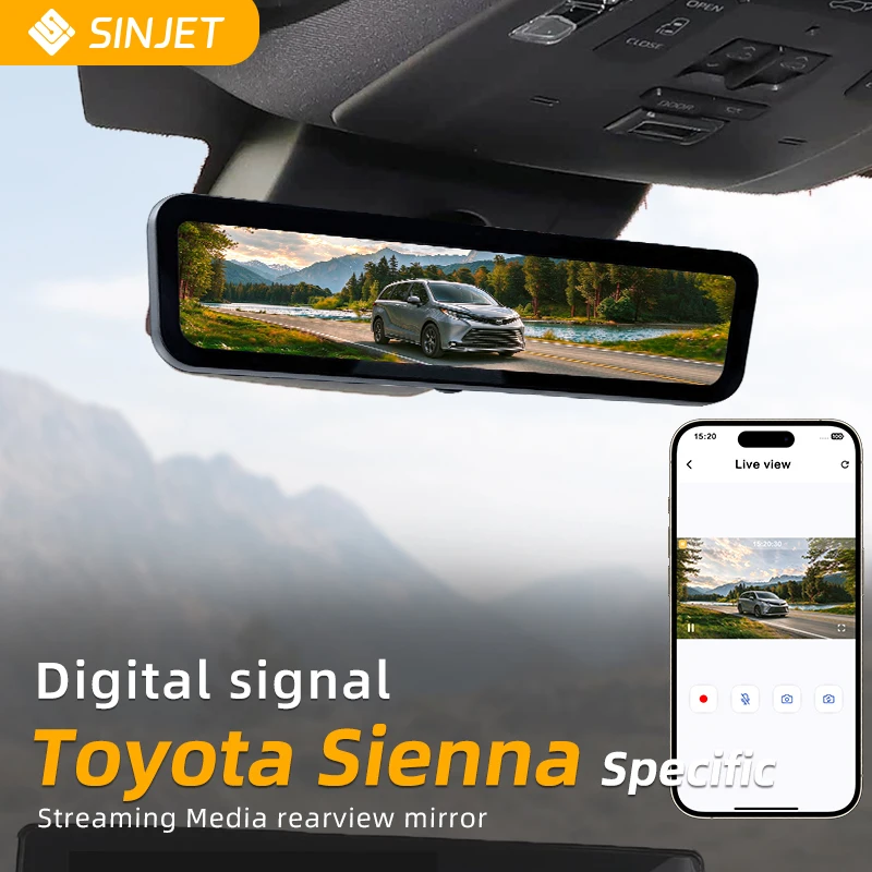SINJET For Toyota Sienna Car Electronics Rearview Mirror High Definition Front and Back Dual Camera Night Vision DVR Dash Cam