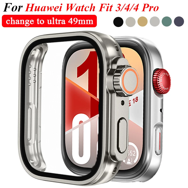 Glass+Case For Huawei Watch Fit 4 Pro 3 Screen Protector Hard PC Bumper Change to Ultra Shell For Huawei Fit3 Fit4 Cover Cases